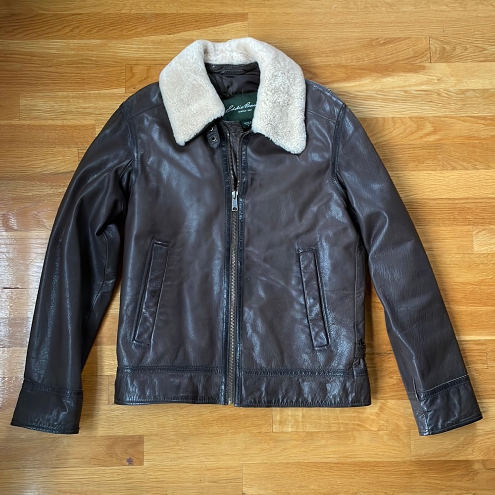 Eddie Bauer Insulated Leather Bomber Jacket Sz S (38R)